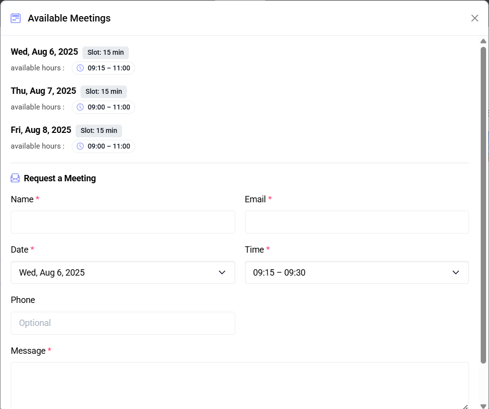 Meeting Availability (placeholder)